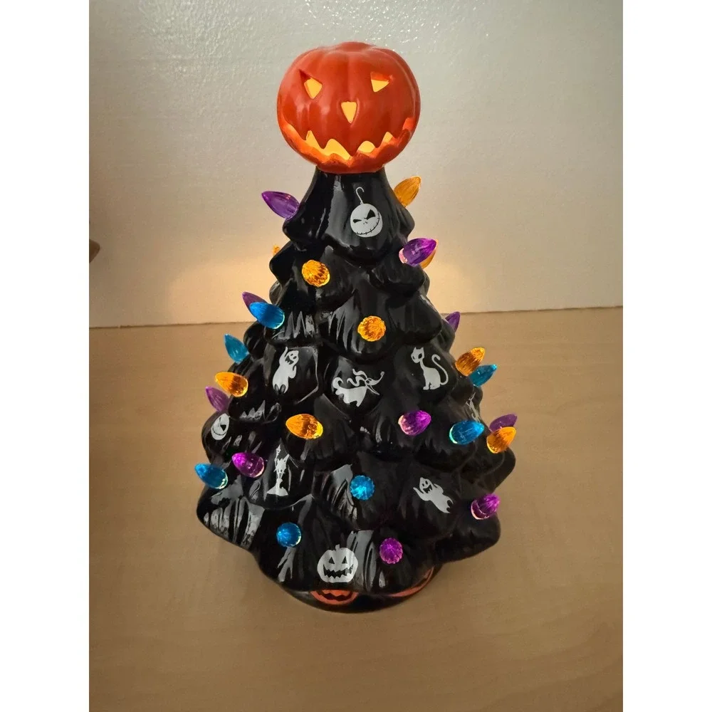 Hot‎ Topic Disney Nightmare Before Christmas Light Up Ceramic Tree Halloween